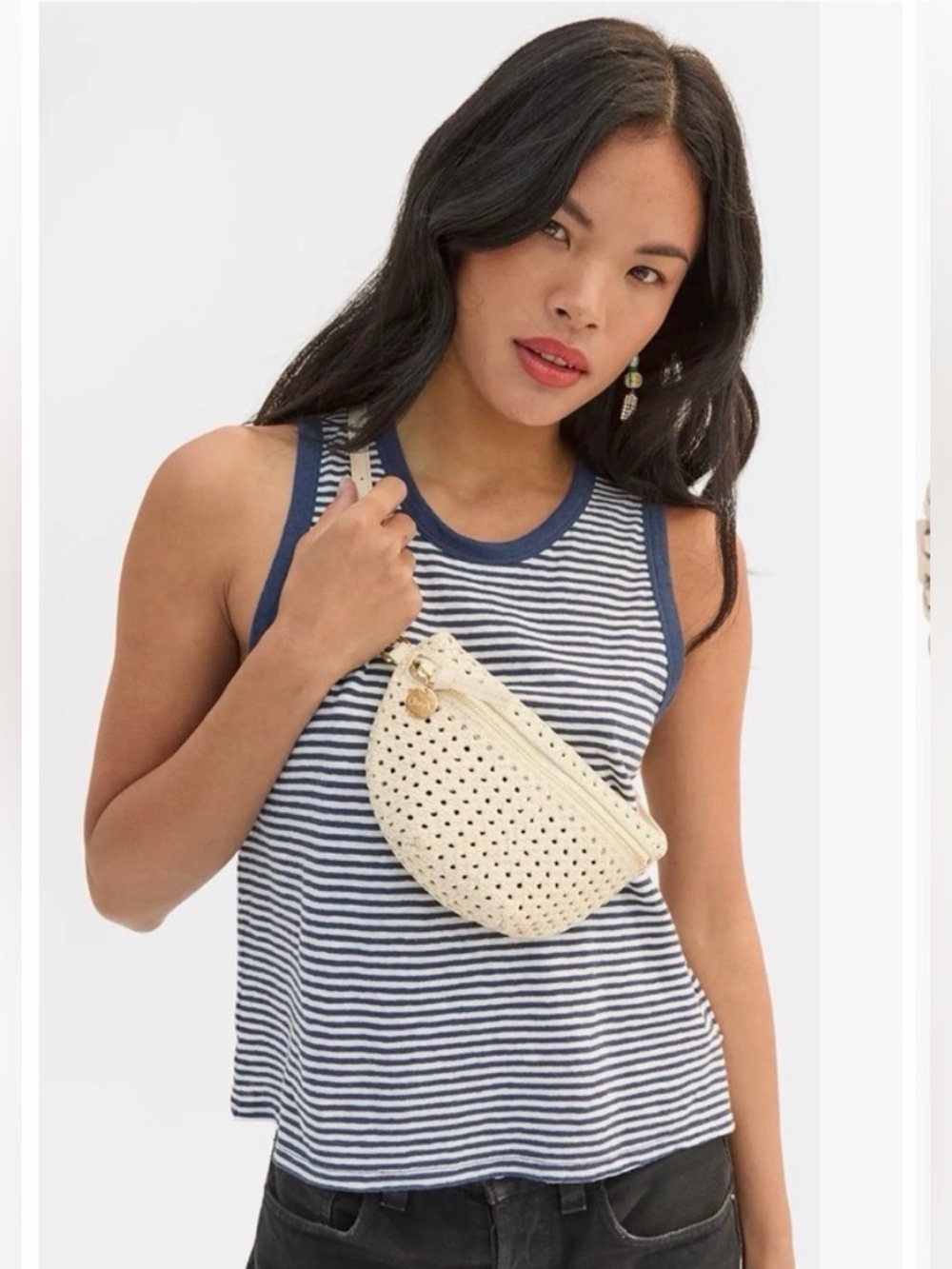 Clare V Petite Fanny Cream rattan NWT